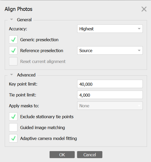 Alignment parameters