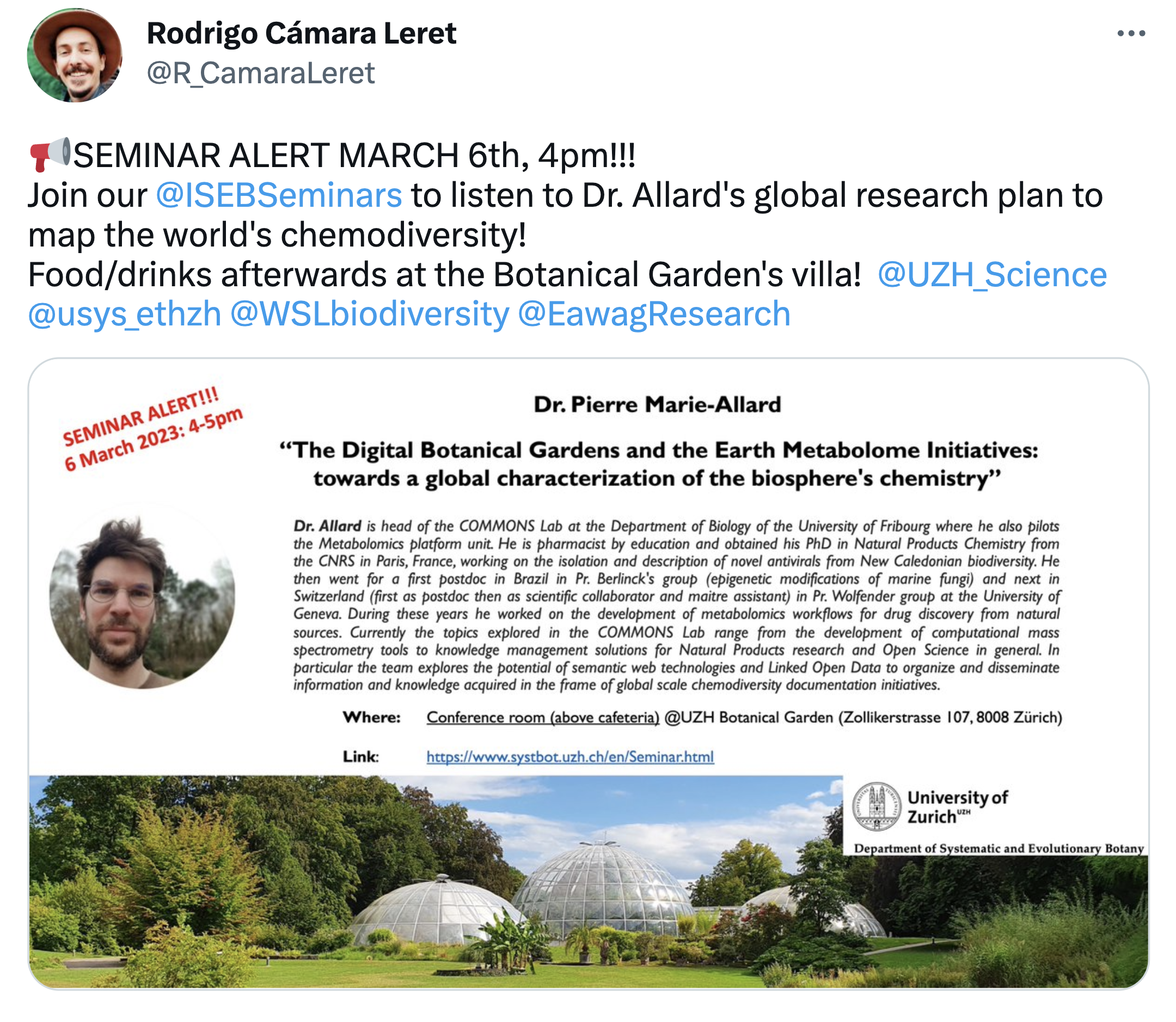 Seminar in the Botanical Garden of Zurich.