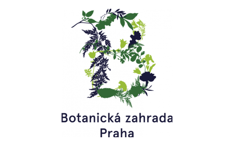 Prague Botanical Garden logo, "Botanická zahrada Praha".